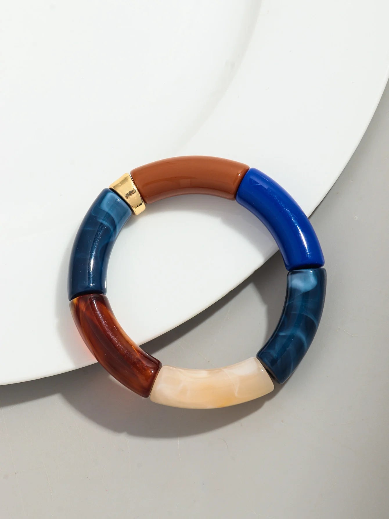 Bohomia Acrylic Design Style Chunky Bamboo Stackable Bracelet for Women Boho Elastic Colorful Tube Beads Braceletes 2024 Jewelry