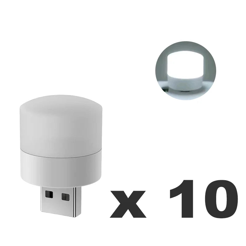 1/20Pcs Mini USB Night Light Warm White Eye Protection Book Reading Light USB Plug Computer Mobile Power Charging LED Night Lamp