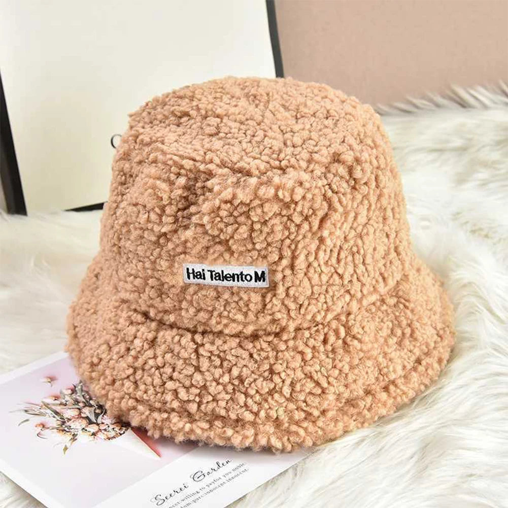 Trendy Fashion Fleece Bucket Hat Winter Warm Cold Resistant Fisherman Cap Sunshade Unisex Men Women Outdoor Headwear