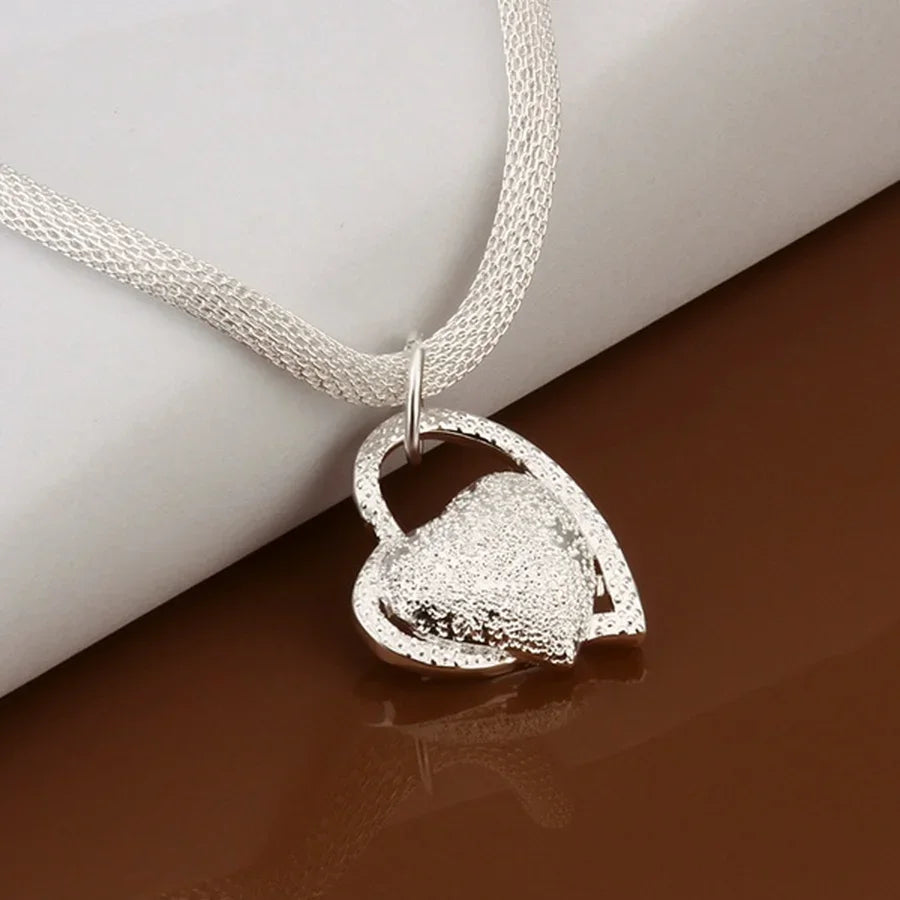 silver Plated gorgeous charm fashion charm heart wedding lady love necklace noble luxury 18 inches Silver jewelry , N270