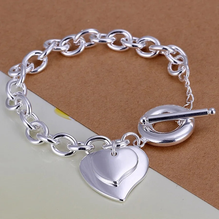 925 Sterling Silver Square Buckle 10MM Side Chain Solid Bracelet for Women Men Charm Party Gift Wedding Fashion Jewelry