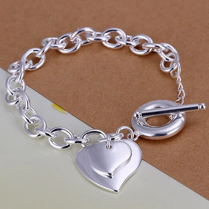 925 Sterling Silver Square Buckle 10MM Side Chain Solid Bracelet for Women Men Charm Party Gift Wedding Fashion Jewelry