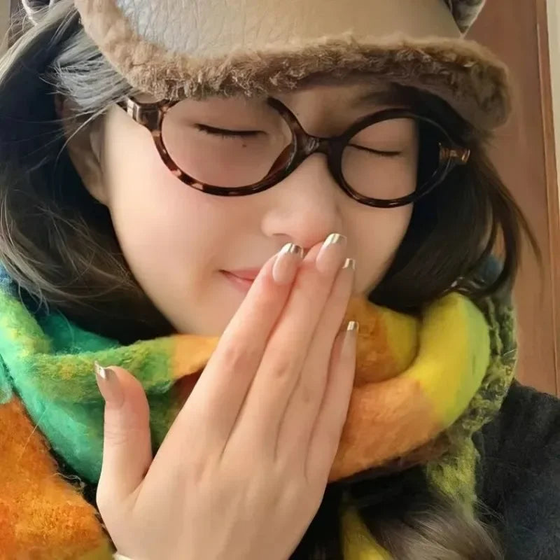 Y2K Retro Oval Frame Glasses Women Leopard Ins Style Sweet Cool Eyewear Trend Brand Reading Computer Anti Blue Light Eyeglasses