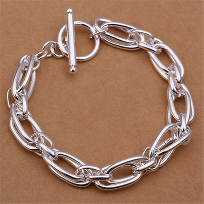 925 Sterling Silver Square Buckle 10MM Side Chain Solid Bracelet for Women Men Charm Party Gift Wedding Fashion Jewelry