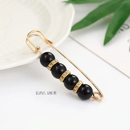 Women New Skirt Waist Artifact Waist Pin Cute Imitation Pearl Rhinestone Brooch Anti-lighting Pin Jewelry H1379