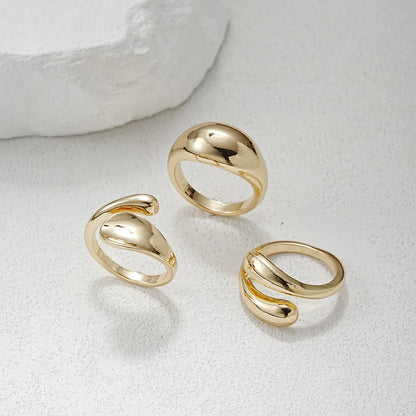4 Pcs Punk Irregular Rings Set for Women Retro Exaggerated Geometric Gold Color Open Ring Fashion Personality Jewelry Gifts 2025