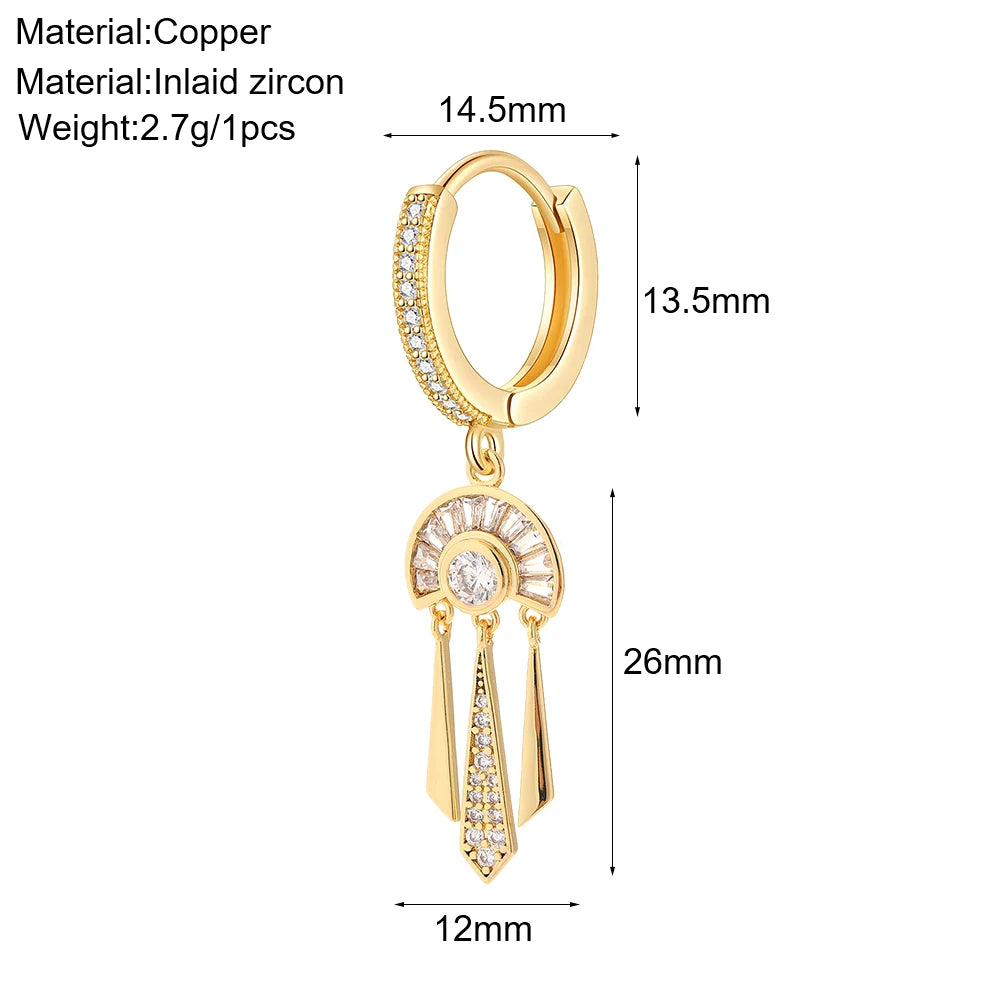 Cute Sun Moon Star Rainbow Red Heart Love Rose Flower Korean Hoop Earrings for Women Gold Color New In Earring High Quality