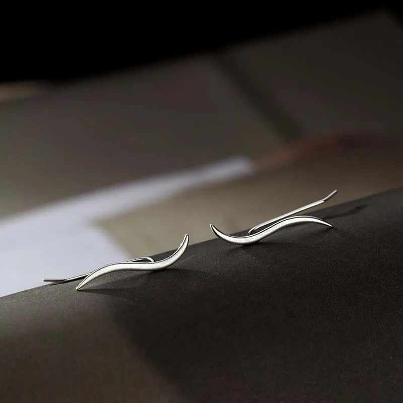 Korean Shiny Zircon Star Flower Climbing Earrings for Women Exquisite Sliver Color Crystal Statement Earrings Jewelry Gifts