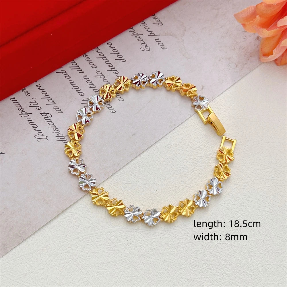 Stainless Steel Women's Hand Bracelet Crown Heart Leaves Flower Wide Chain Wristband Pulsera Femme Vintage Jewelry Party Gifts