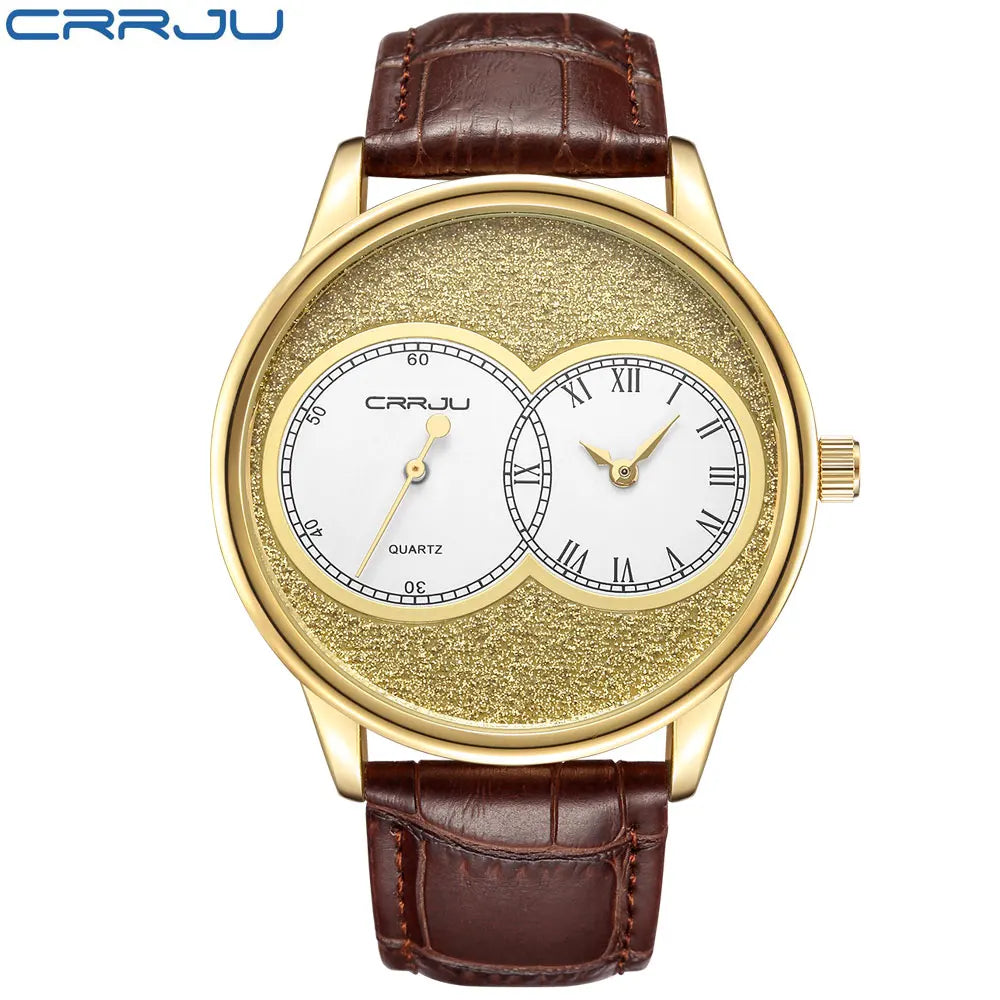 CRRJU New Casual Minimalista Quartz Men's Watches with Leather Strap Simple Luminous Hands Male Clock