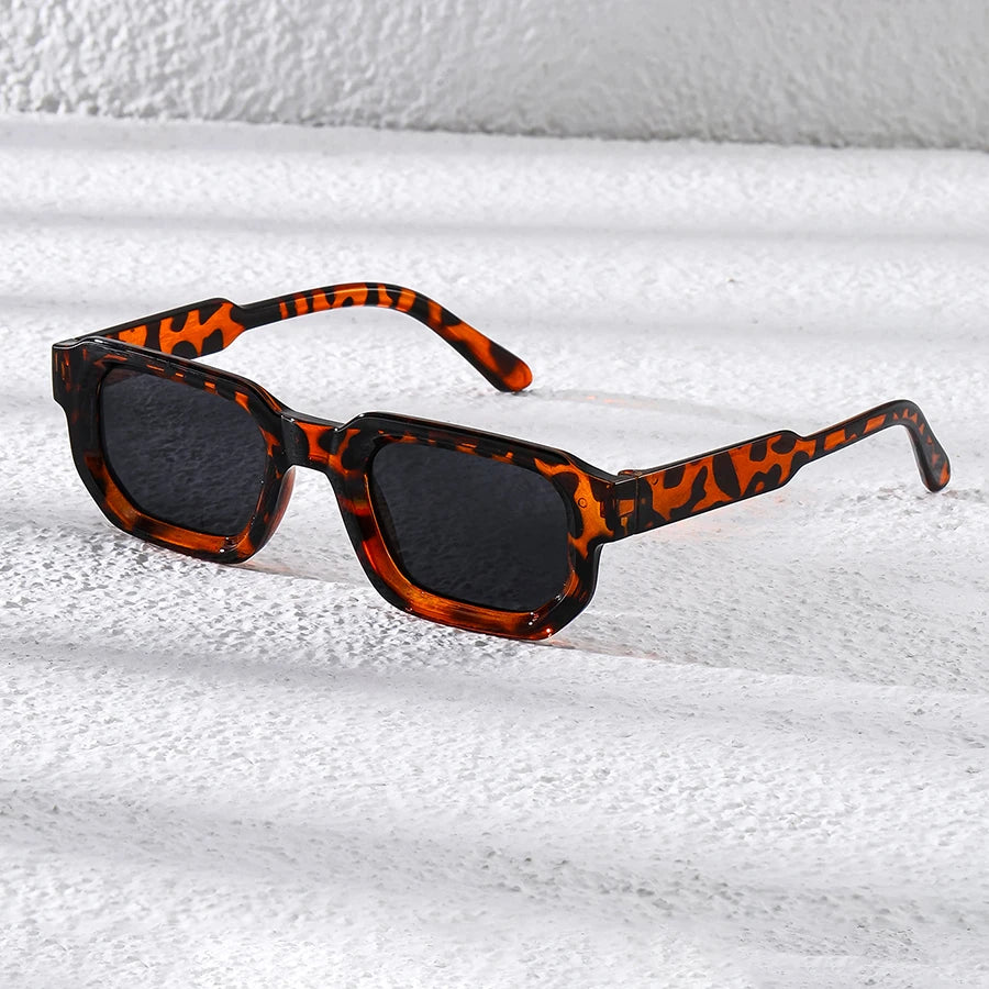 New Men Vintage Rectangle Frame Sunglasses Fashion Retro Sun Glasses Luxury Brand Design Glasses UV400 Eyewear Women Goggles