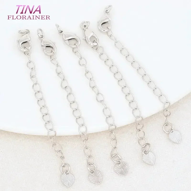 6PCS 14K Gold Color Brass Extender Chain with Lobster Clasps High Quality Jewelry Accessories  For DIY Jewelry Making Findings