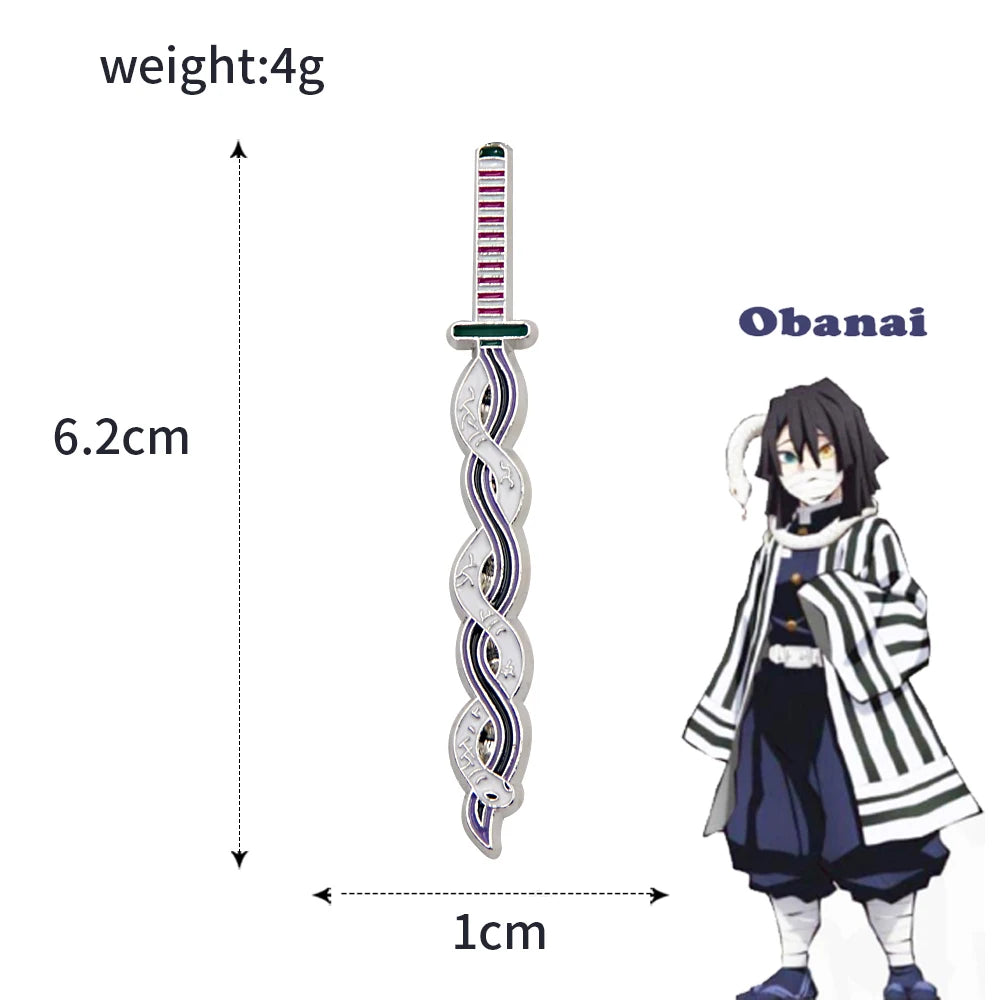 Anime Demon Slayer Brooch Enamel Kimetsu no Yaiba Sword Pins Weapon Badge Fans Cosplay Souvenir Props Backpack Jewelry Gift