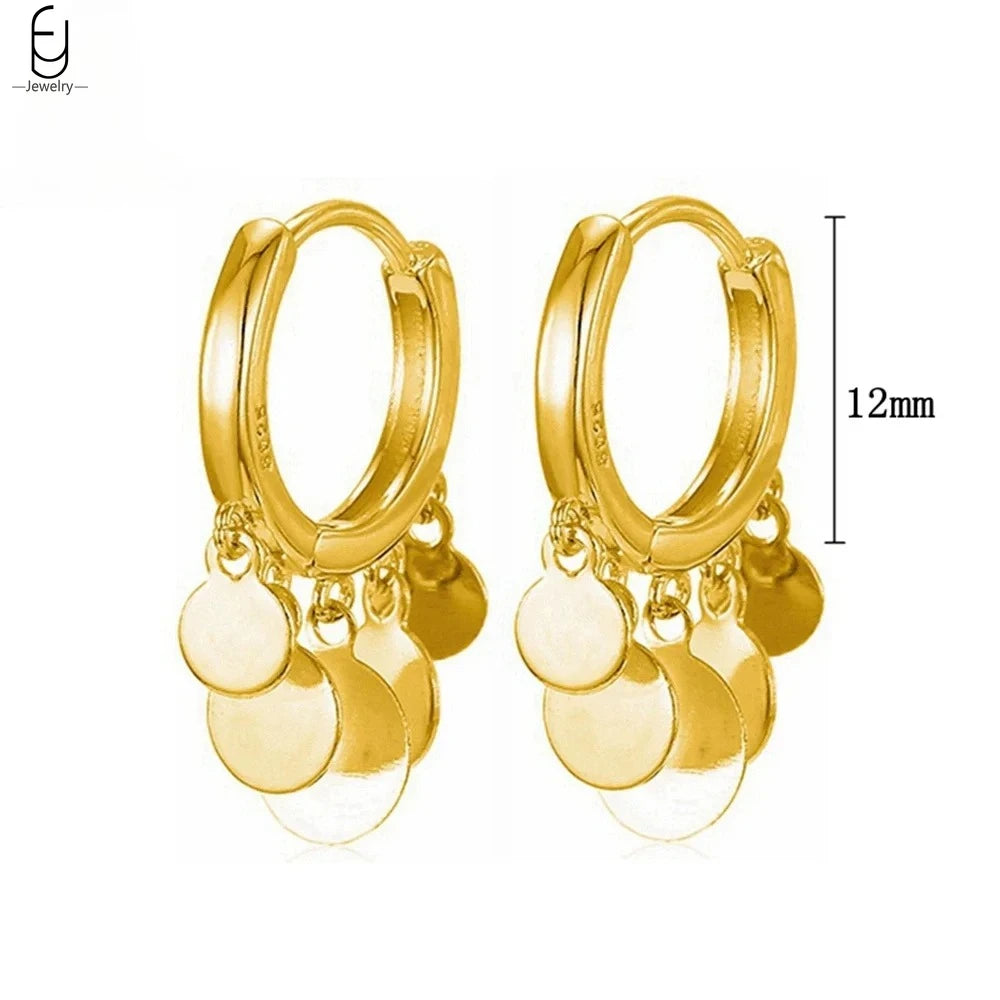 925 Sterling Silver Needle Vintage Gold Earrings Luxury Long Chain Tassel Crystal Hoop Earrings for Women Party Trend Jewelry