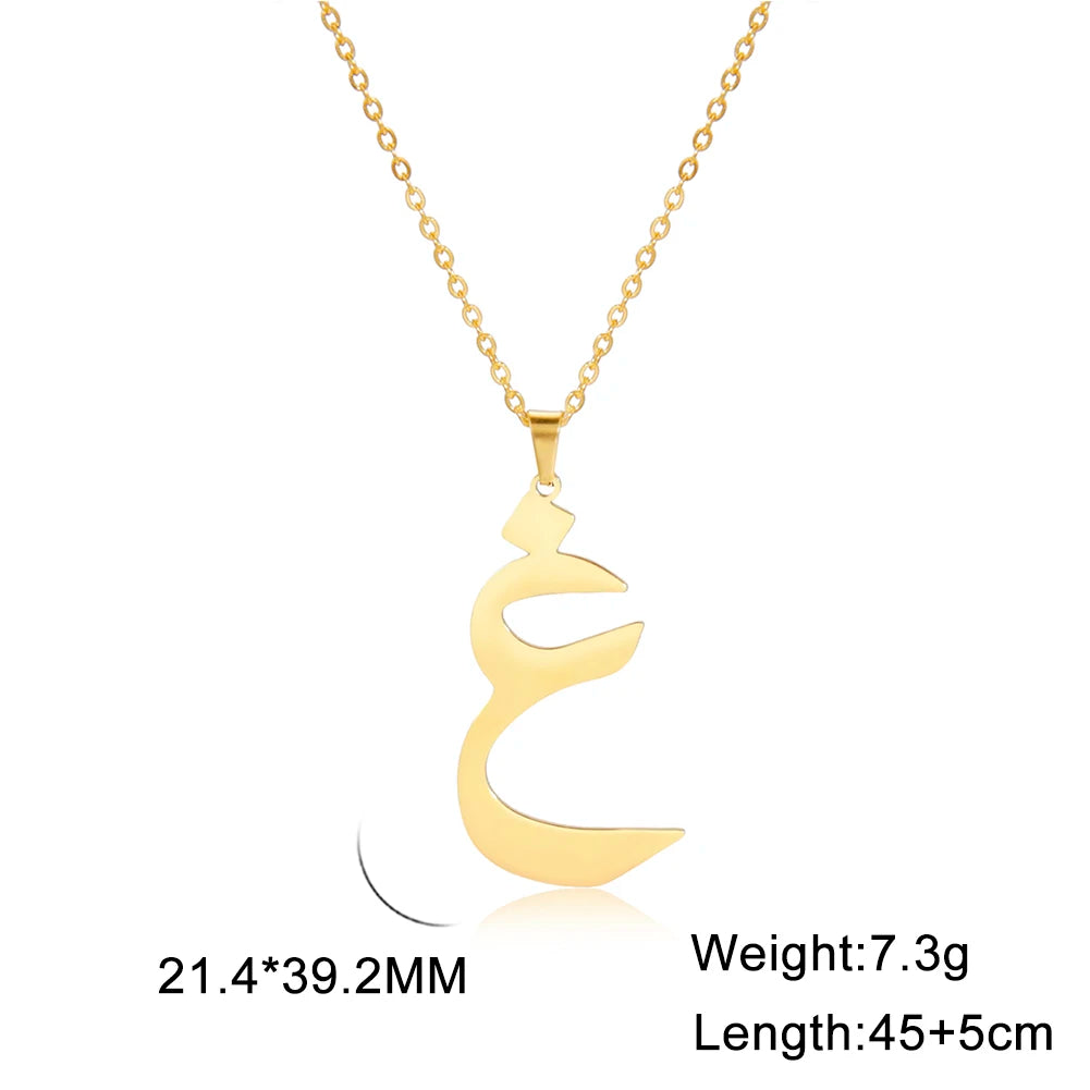 Cazador Gold Color 28 Arabic Letter Necklace for Women Stainless Steel Arab Alphabet Pendant Choker Necklaces Jewelry 2024 Trend