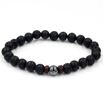 Natural Volcanic Lava Stone Beaded Bracelets for Women Men Jewelry Tiger Eyes Lapis Lazuli Healing Balance Chakra Bead Bracelet