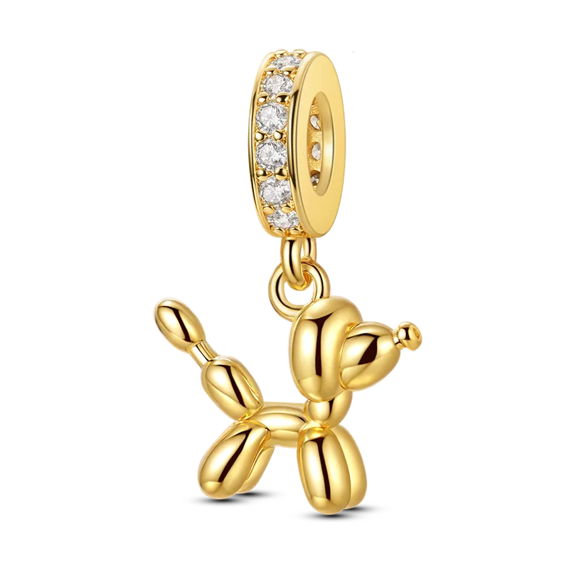 Gold Series DIY Charms Bead Original 925 Sterling Silver Inlaid Zirconium Sun Leopard Pendants Fit Bracelet Jewelry Gift Marking