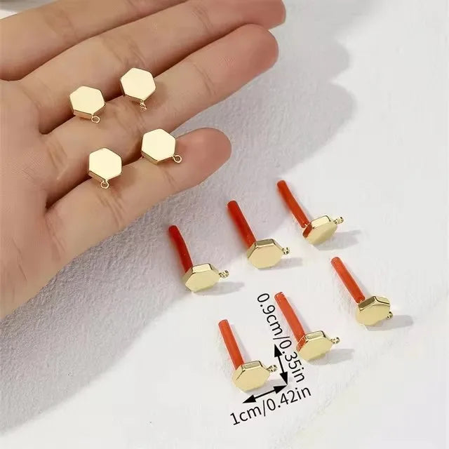 10pcs/set DIY Stainless Steel Earrings Connectors Round Irregular Gold Color Earrings Back Earrings Setting for Jewelry Making