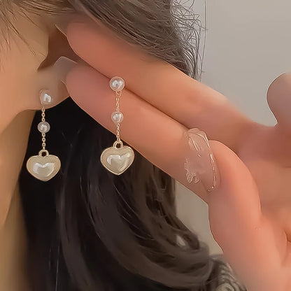 Fashion Pearl Long Earring For Women Cute Korean Crystal Rhinestone Chain Drop Earrings Bridal Wedding Party Jewelry Gifts 2024