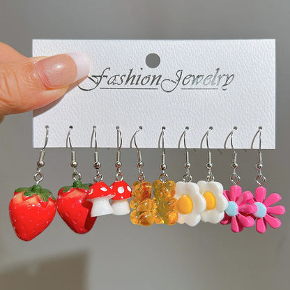 Fashion Sweet Fruit Drink Earrings Set for Women Cute Cartoon Food Ice Cream Donut Funny Resin Earrings Party Jewelry Gift New