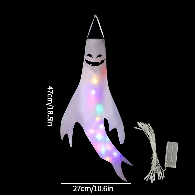 Halloween Floating Ghost Courtyard Hanging Ghost Hung on The Trees Halloween Scary Horror Atmosphere Decor Night Luminous Light