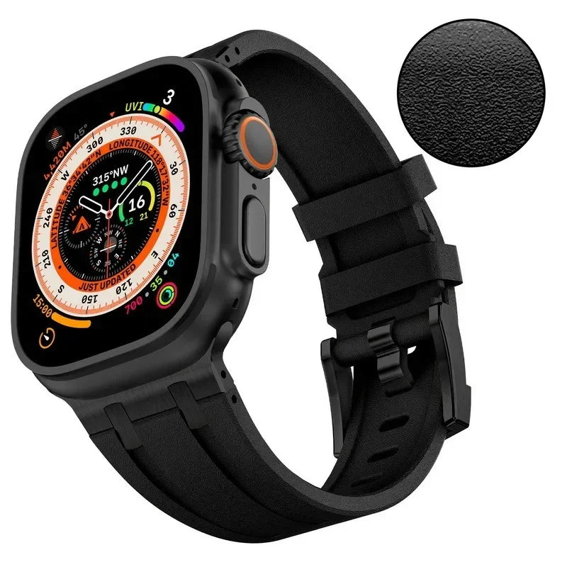 AP Liquid Silicone Strap For Apple Watch Ultra 3/2 49mm 11-10 46mm Stone pattern Bracelet Band iWatch 9 8 7 6 SE3 45mm 44mm Belt