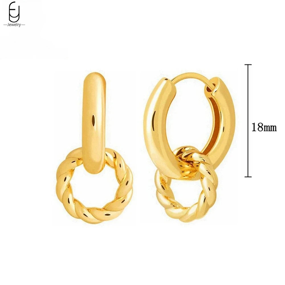 925 Sterling Silver Needle Vintage Gold Earrings Luxury Long Chain Tassel Crystal Hoop Earrings for Women Party Trend Jewelry