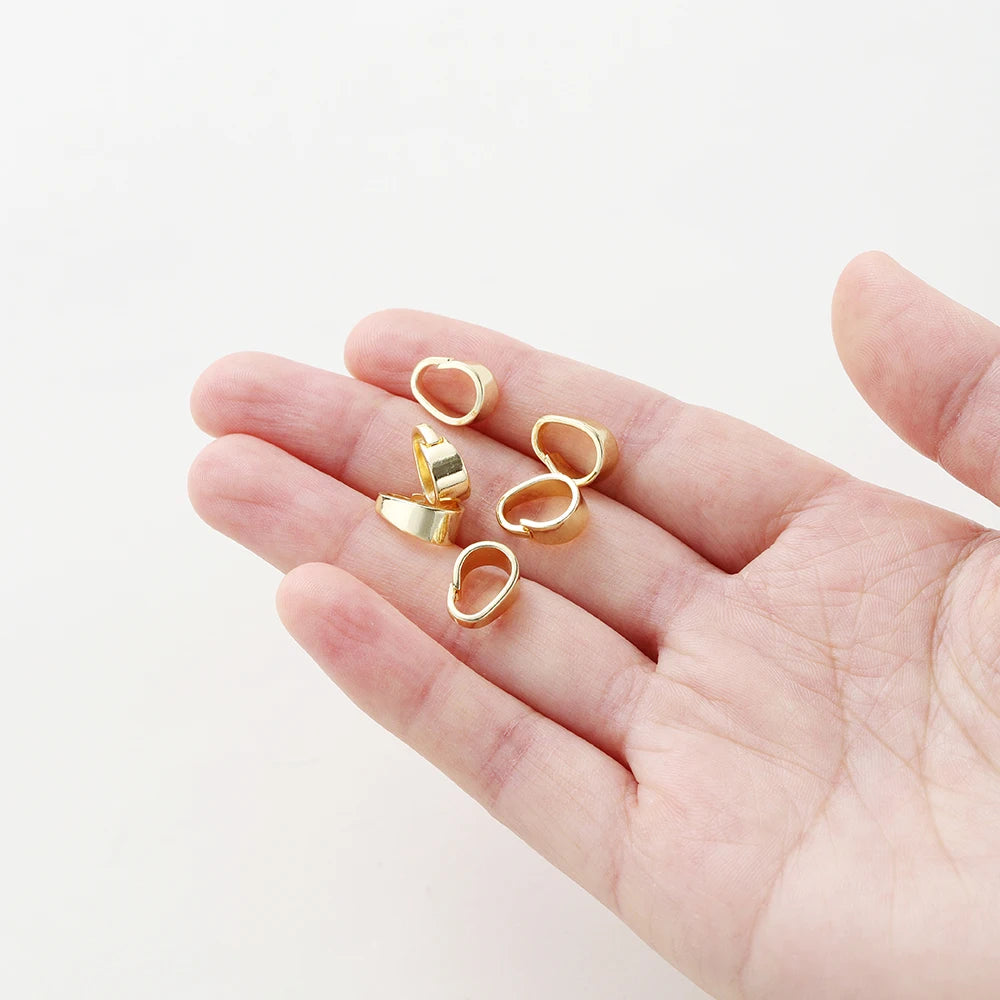20pcs/lot 14K 18K Gold Color Pendant Pinch Bail Clips Melon Seeds Charm Clasps Connector Bulk For DIY Nacklace Making Findings
