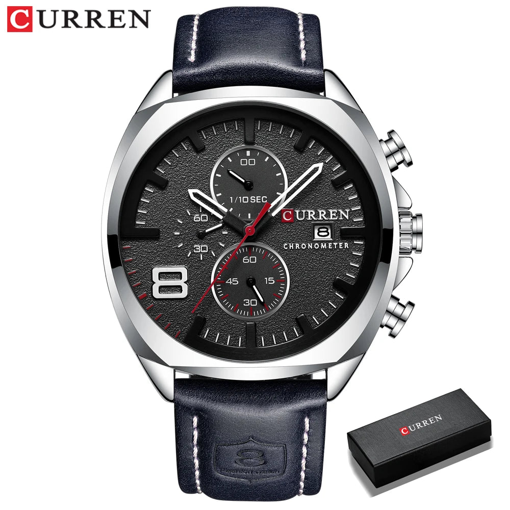 CURREN Chronograph Fashion Men's Watches Luxury Leather Business Quartz Watch Men Military Sport Wrist Watch Relogio Masculino