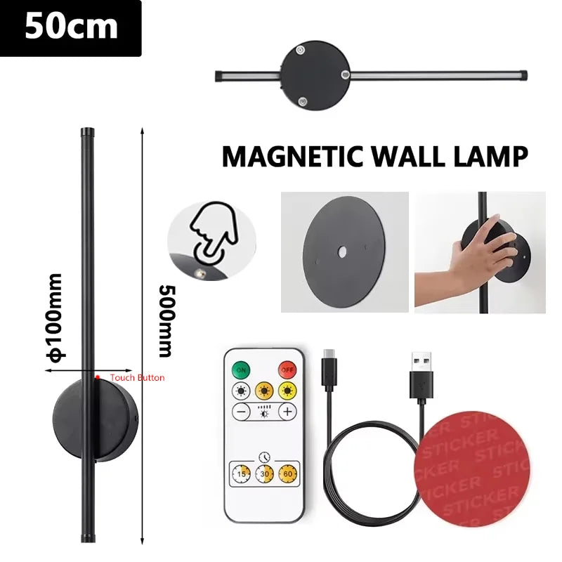 Rechargeable 50cm/80cm Wall Light Wireless LED Internal Wall Sconce Dimming Modern Beside Night Lamp for Bedroom Remote Control