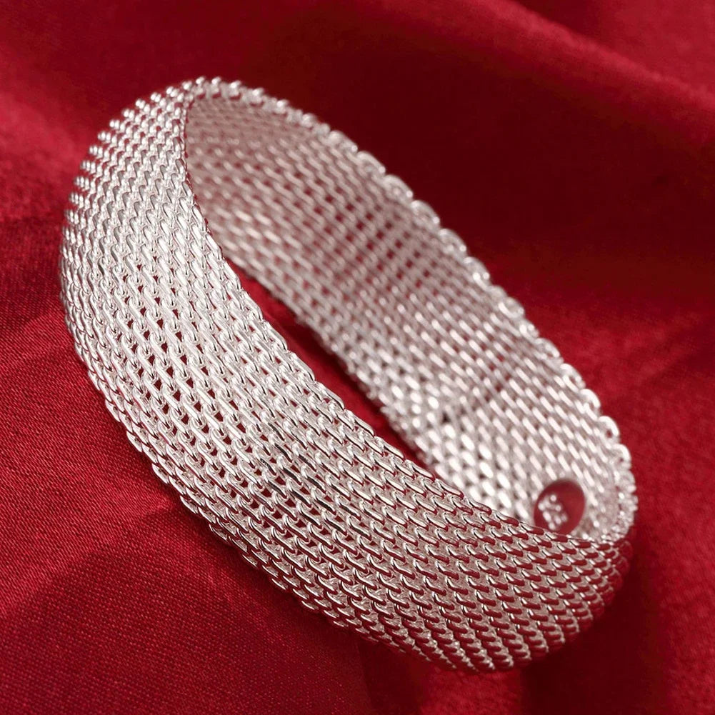 Trendy 925 Sterling Silver Big Bangles Bracelet Cute Charms for Women Lady Fashion Jewelry Adjustment Cuff Wedding Luxury