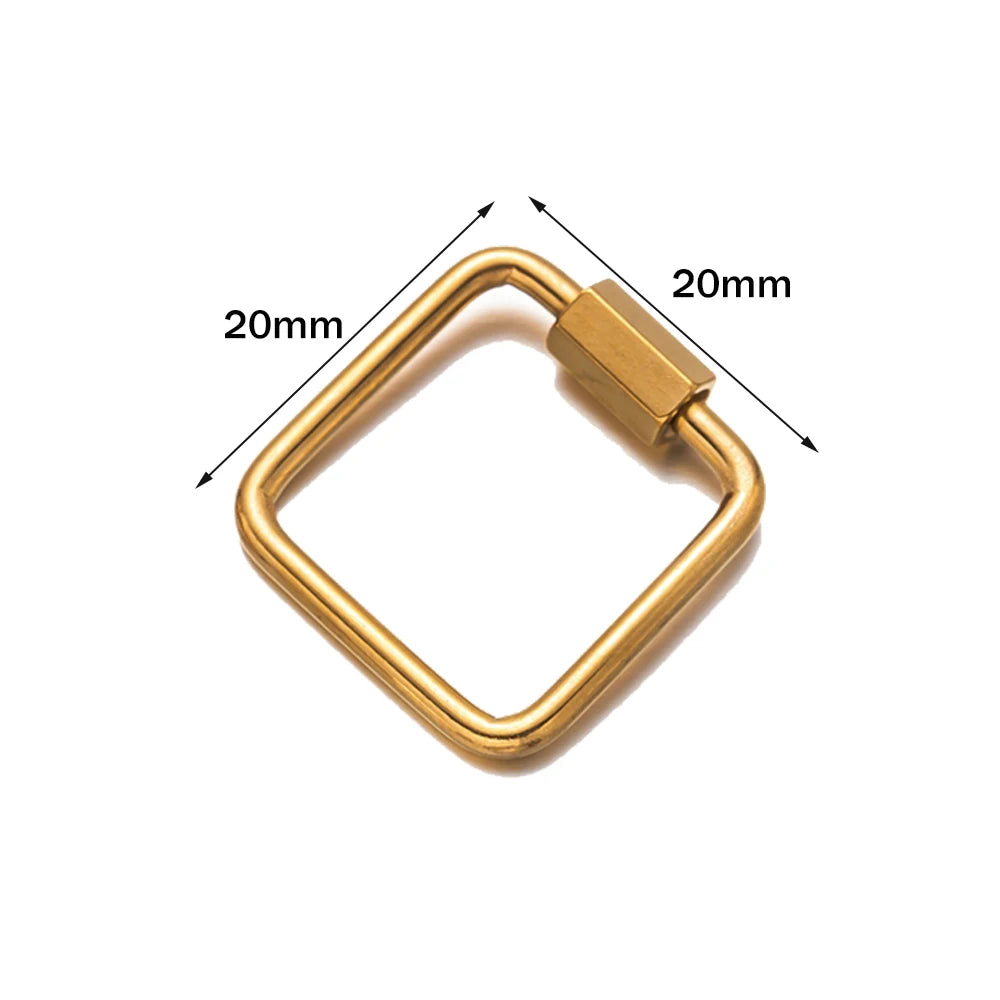 5pcs Gold Stainless Steel Heart Screw Carabiner Lock Connector Fastener Clip For DIY Necklaces Keychain Jewelry Making Supplies