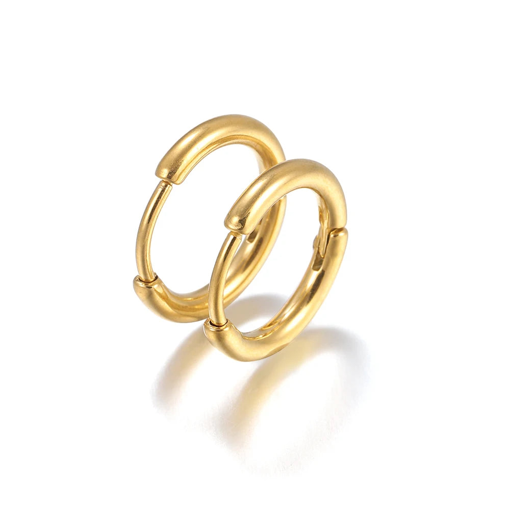 10Pcs/Lot Stainless Steel Circle Hoop Earring Gold Color Round Geometry Earrings Jewelry Findings for DIY Earring Jewelry Making