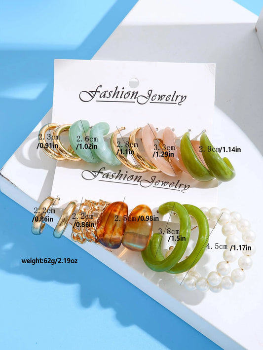 20 Pieces of Fashionable, Simple and Elegant Faux Pearl Resin Multi-Element Women's Earring Set, Suitable for Women's Daily Commute, Parties, Vacations, Versatile for Christmas, Valentine's Day, Halloween Gifts