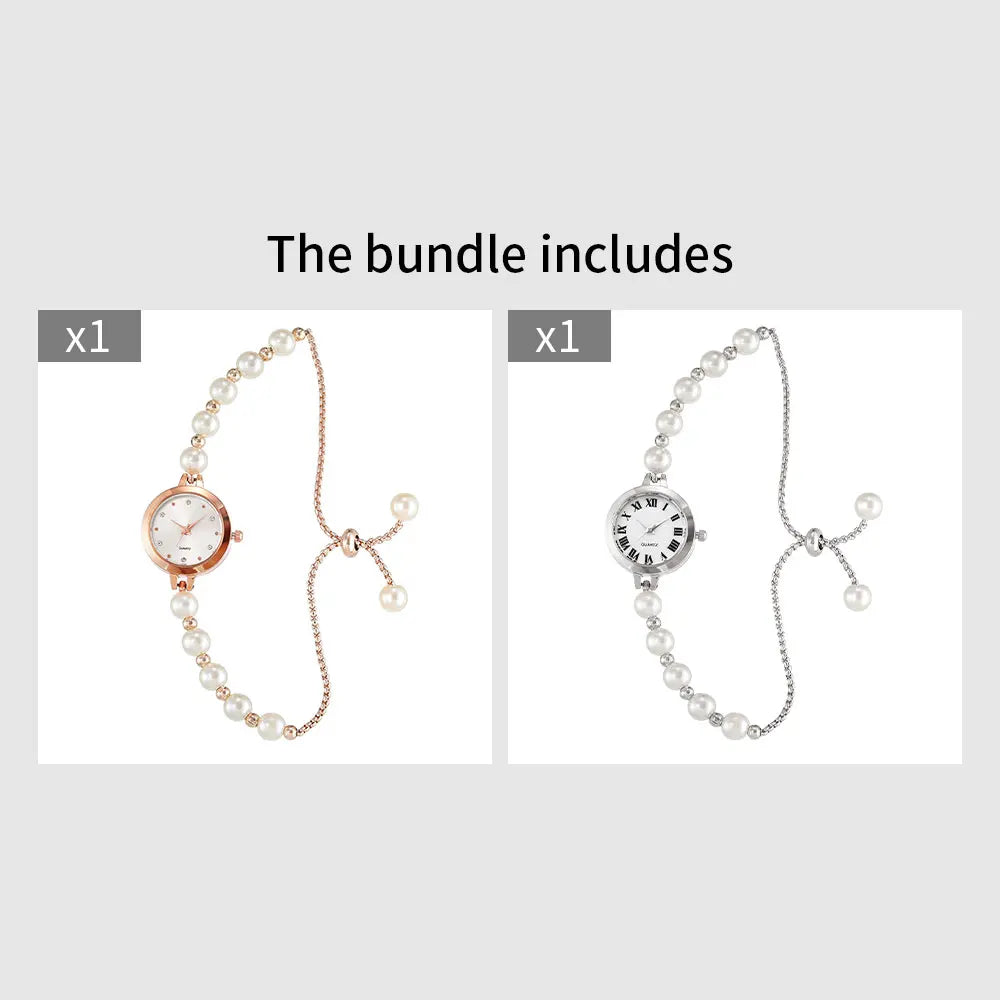 LUCKY FOX New Minimalist Style Pearl Bracelet Women Quartz Watch Fashionable Small Disc Design Light Luxury Jewelry Women Watch