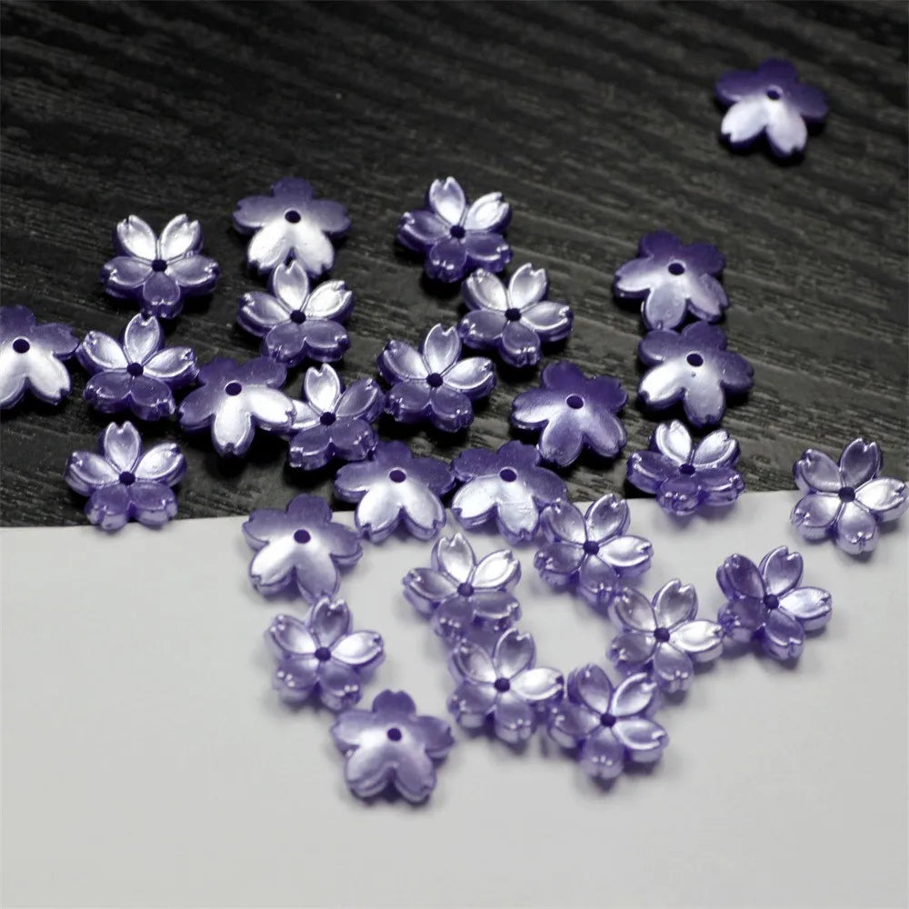 50Pcs/lot 10MM Acrylic Flowers Beads Sakura Spacer Beads Findings Charms For Jewelry Making DIY Bracelet Necklace Accessories