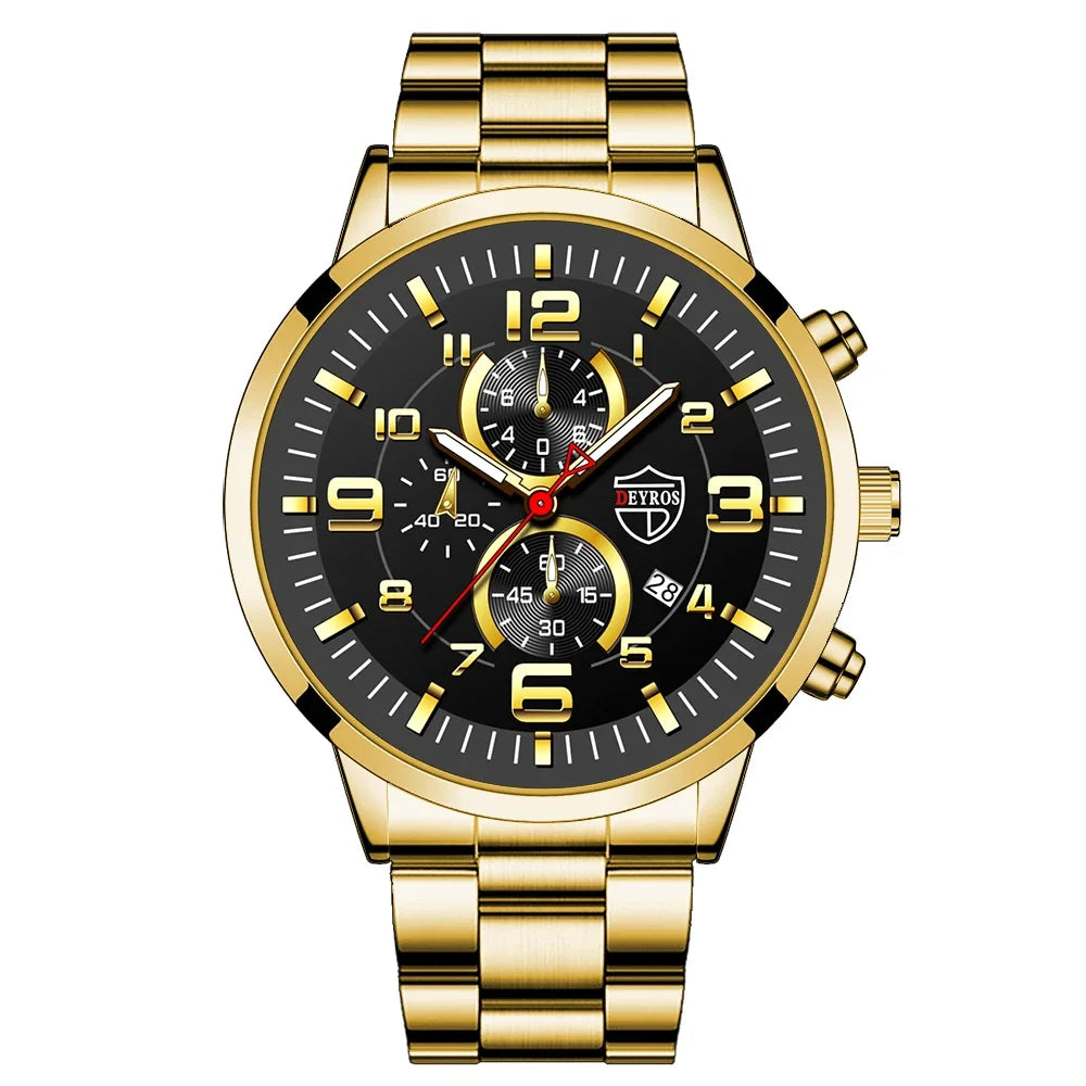 Men's Watches Luxury Stainless Steel Quartz Watch Man Leather Calendar Sports Wristwatch Luminous Clock reloj hombre