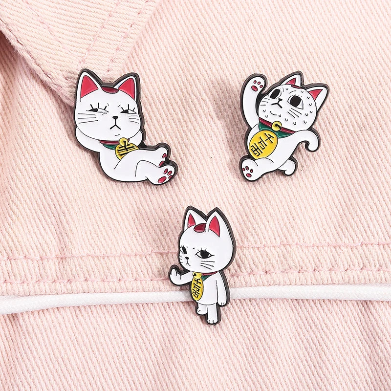 Turbo Granny Cat Spying Enamel Pins Cartoon Anime Characters Cat Running Middle Finger Brooches Lapel Badge Funny Jewelry Gifts