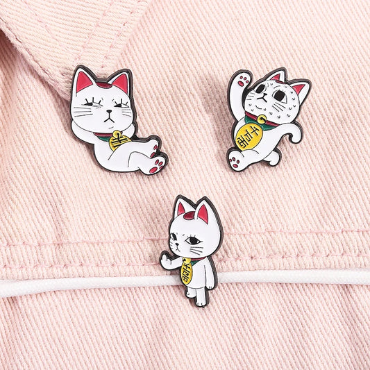 Turbo Granny Cat Spying Enamel Pins Cartoon Anime Characters Cat Running Middle Finger Brooches Lapel Badge Funny Jewelry Gifts