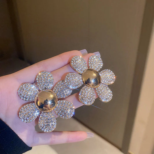 FYUAN Colorful Flower Crystal Stud Earrings for Women Earrings Fashion Jewelry