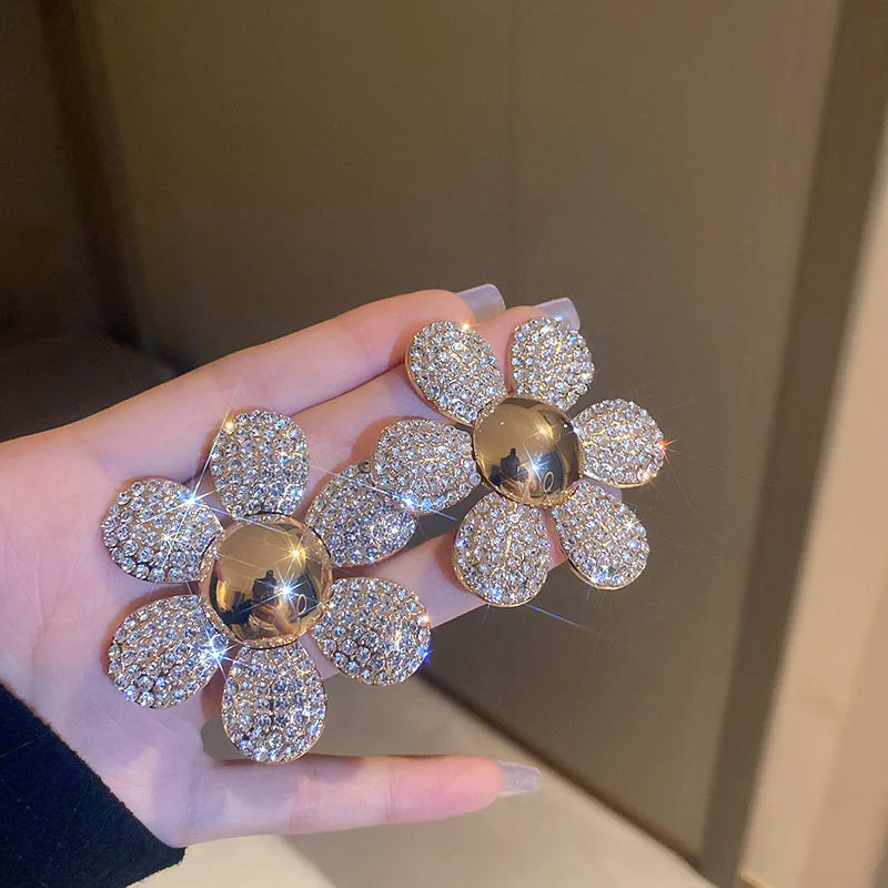 FYUAN Colorful Flower Crystal Stud Earrings for Women Earrings Fashion Jewelry