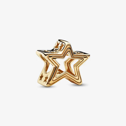 Original 925 Sterling Silver Gold Heart Charms Beads Sparkling MapleLeaf Safety Pendant For Women Bracelet DIY Fine Jewelry Gift