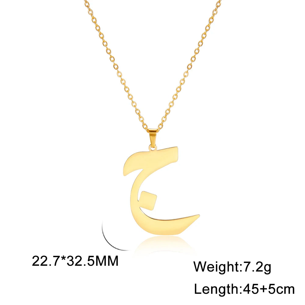 Cazador Gold Color 28 Arabic Letter Necklace for Women Stainless Steel Arab Alphabet Pendant Choker Necklaces Jewelry 2024 Trend