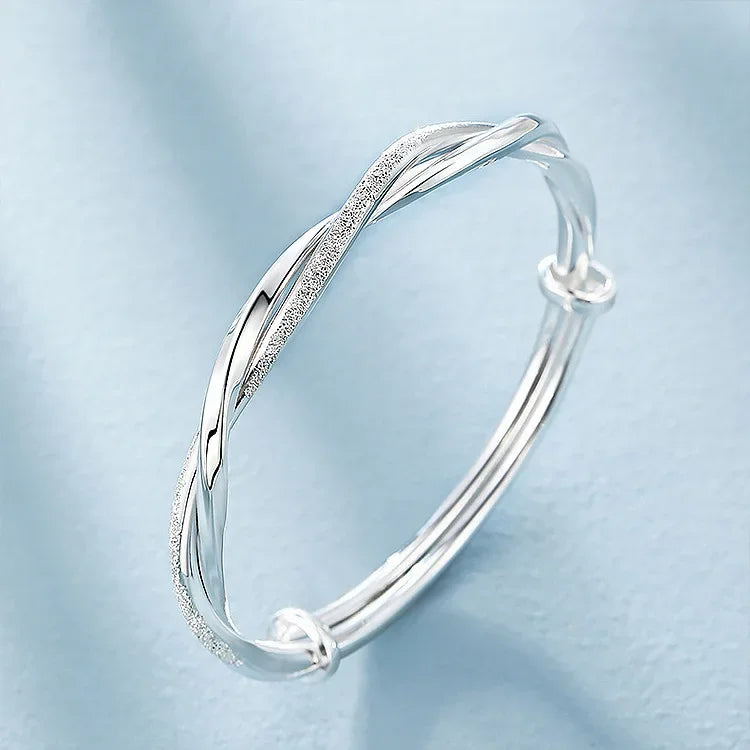 Trendy 925 Sterling Silver Big Bangles Bracelet Cute Charms for Women Lady Fashion Jewelry Adjustment Cuff Wedding Luxury