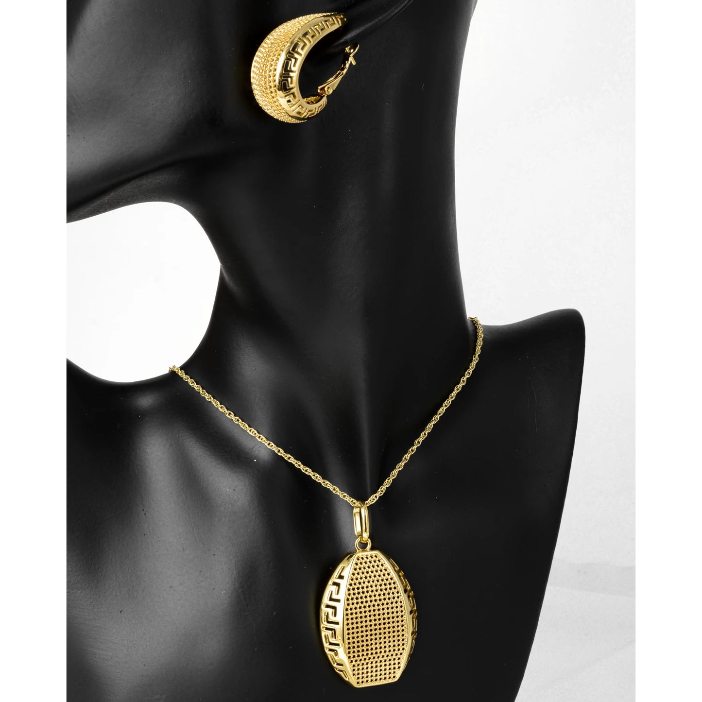 Dubai Turkey 18K Gold Plated 2pcs Set Copper Pendant Necklace Earrings Set Jewelry Accessories Bridal Wedding Gifts