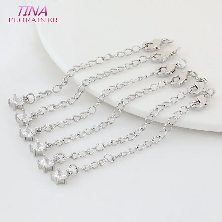 6PCS 14K Gold Color Brass Extender Chain with Lobster Clasps High Quality Jewelry Accessories  For DIY Jewelry Making Findings