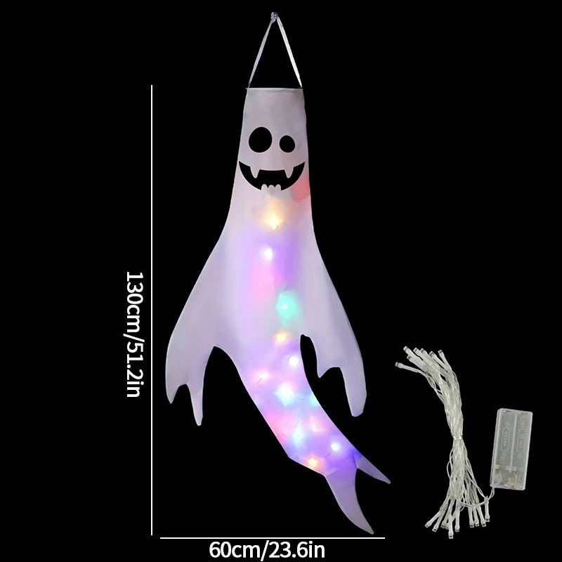 Halloween Floating Ghost Courtyard Hanging Ghost Hung on The Trees Halloween Scary Horror Atmosphere Decor Night Luminous Light
