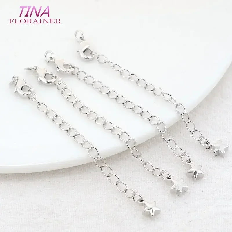 6PCS 14K Gold Color Brass Extender Chain with Lobster Clasps High Quality Jewelry Accessories  For DIY Jewelry Making Findings