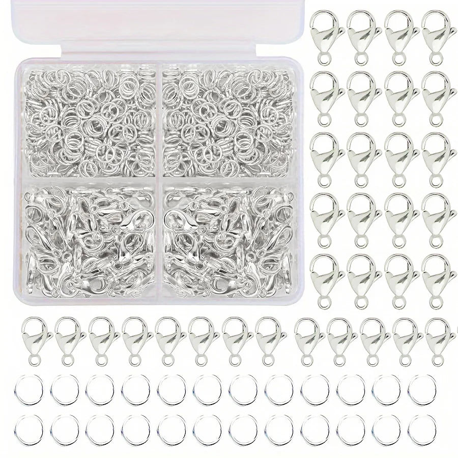 1set Box Gold Silver Lobster Clasp Open Jump Rings For Jewelry Making Bracelets Necklaces Hooks Chain Closure DIY Accessories
