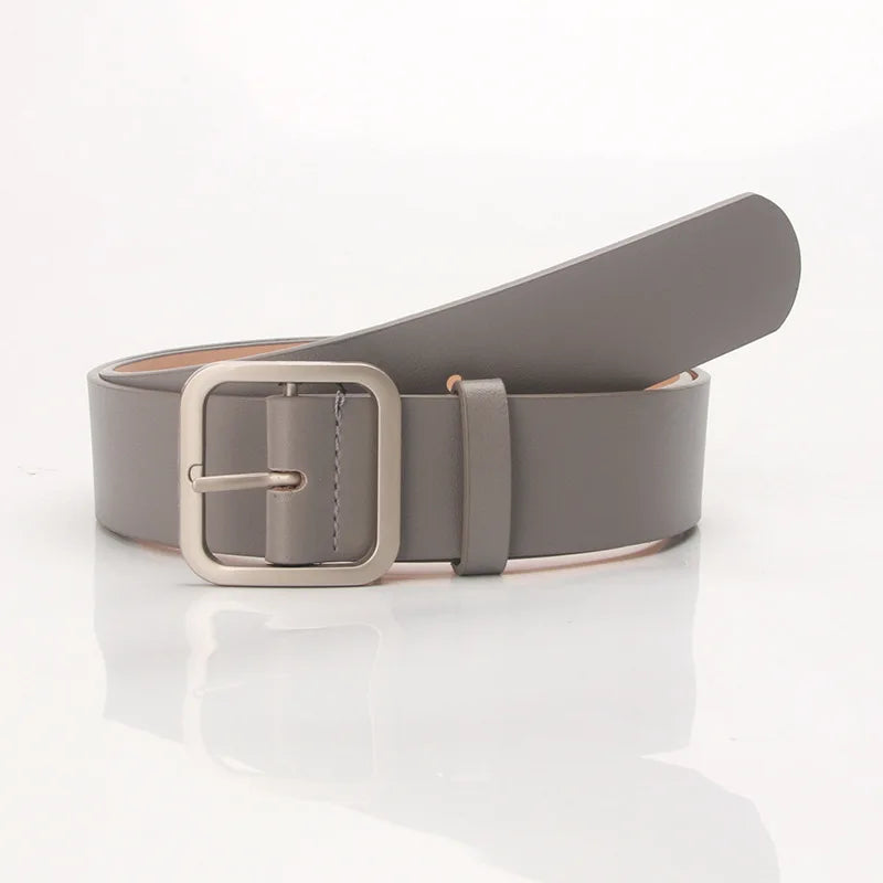 3.5x105cm Women's Belt Soft PU Leather Belt Square Pin Buckle Jeans Belt Korean Version Chic Ladies Vintage Female Waistband